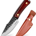 MDHAND Chef Knife - 8.5 inch Hand Forged Boning Knife with Sheath, High Carbon Steel Viking Knives, Meat Cutting Knife for Kitchen, Japanese Butcher Knives for Camping, Outdoor BBQ, Gifts for Men