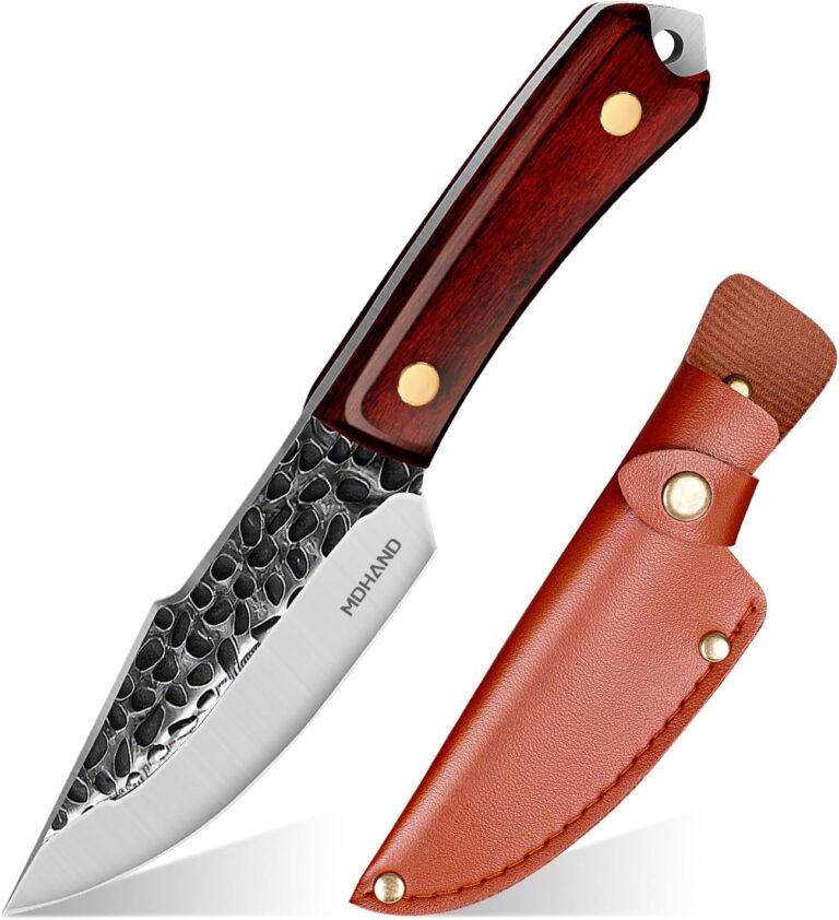 MDHAND Chef Knife - 8.5 inch Hand Forged Boning Knife with Sheath, High Carbon Steel Viking Knives, Meat Cutting Knife for Kitchen, Japanese Butcher Knives for Camping, Outdoor BBQ, Gifts for Men