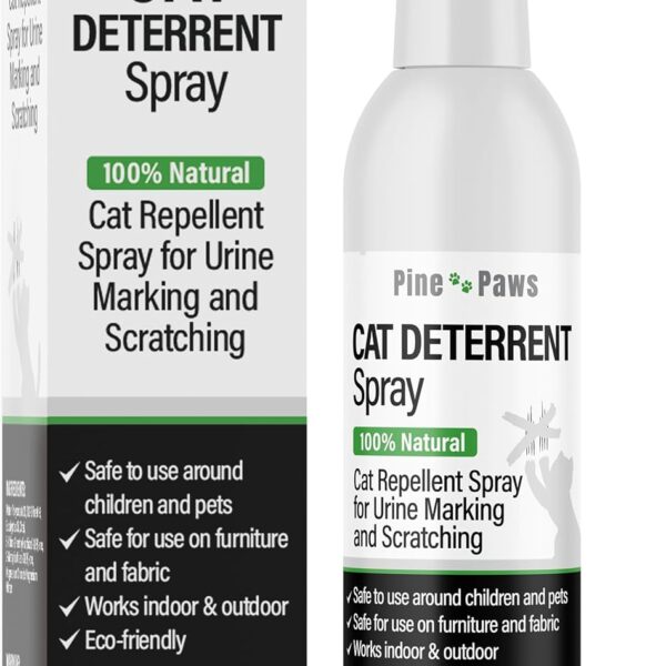 Cat Deterrent Spray - 100% Natural Cat Repellent Spray for Urine Marking & Scratching - Eco Friendly, Safe to Use Around Children and Pets, Safe for Use on Furniture and Fabric, Works Indoor & Outdoor