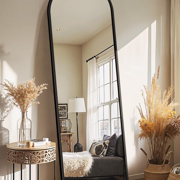Delma Arched Mirror Full Length,Standing Mirror Full Body,Large Floor with Stand for Wall Entryway Door Bedroom Bathroom Living Room