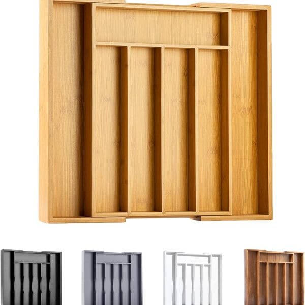 Bellsal Silverware Organizer Kitchen Drawer Organizer Expandable Bamboo Utensil Holder Cutlery Tray for Kitchen Utensil and Flatware Bedroom Office