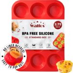 Walfos Silicone Muffin Pan - 12 Cups Regular Silicone Cupcake Pan, Non-stick Great for Making Muffin Cakes, Tart, Bread - BPA Free and Dishwasher Safe