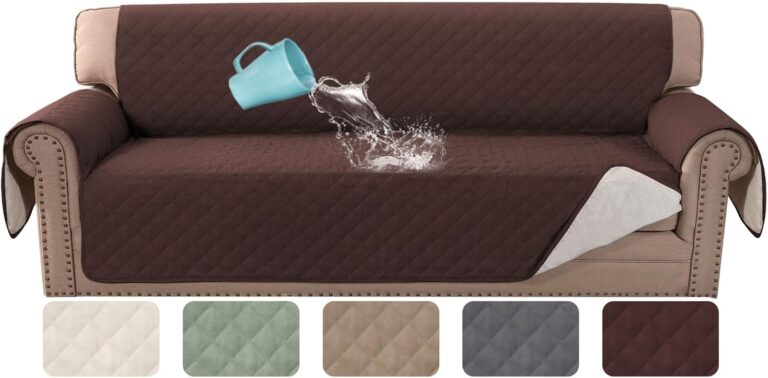 H.VERSAILTEX Couch Cover, Sofa Covers for 3 Cushion Couch, Dog Couch Cover Protector, Furniture Covers for Pets, 100% Waterproof Cover with Non-Skid Backing & Elastic Straps(Sofa, Chocolate)