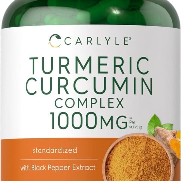 Carlyle Turmeric Curcumin with Black Pepper 1000mg | 180 Capsules | Turmeric Complex Supplement | Non-GMO, Gluten Free