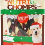 NutriChomps Dog Chews, 6 inch Braids, Mint Flavor, 4 count, Easy to Digest, Rawhide Free, Holiday Stocking Stuffer Treats, Christmas Gift for Dogs