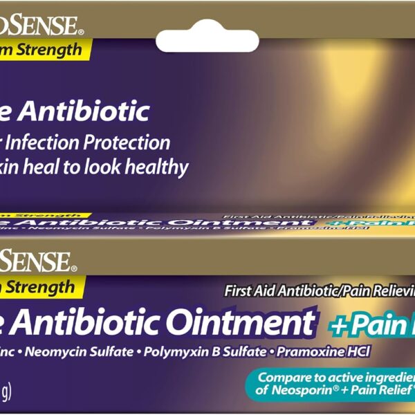 GoodSense Maximum Strength Triple Antibiotic Ointment plus Pain Relief - Soothes Painful Cuts, Scrapes and Burns, Prevents Infection, First Aid Antibiotic, External Analgesic, 1 oz