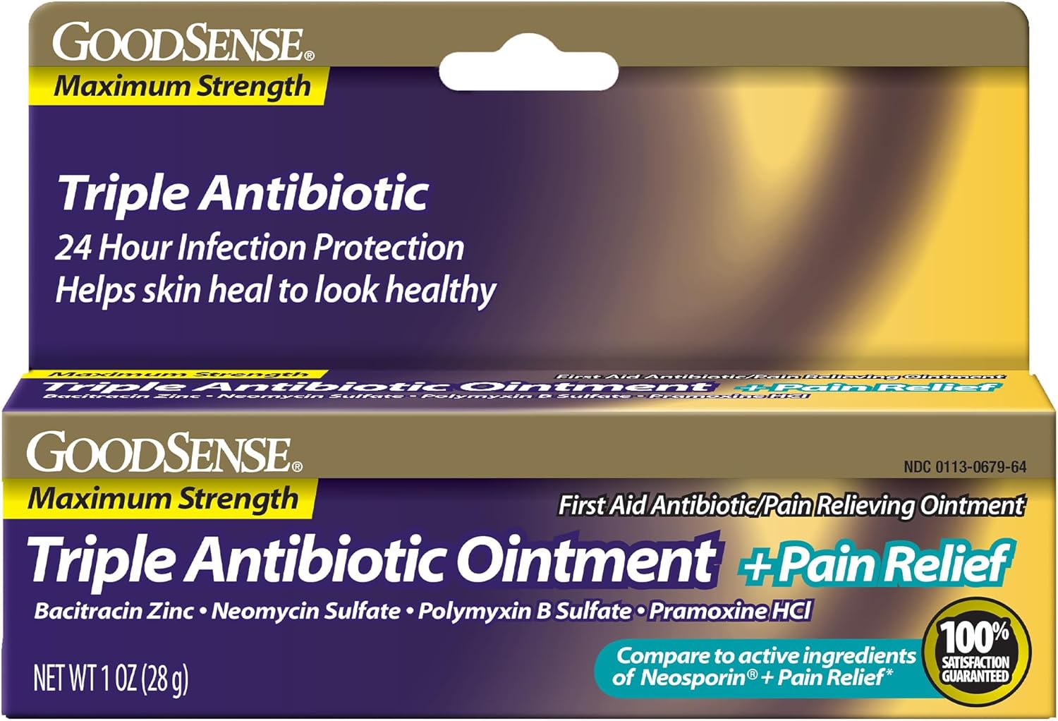 GoodSense Maximum Strength Triple Antibiotic Ointment plus Pain Relief - Soothes Painful Cuts, Scrapes and Burns, Prevents Infection, First Aid Antibiotic, External Analgesic, 1 oz GoodSense Maximum Strength Triple Antibiotic Ointment plus Pain Relief - Soothes Painful Cuts, Scrapes and Burns, Prevents Infection, First Aid Antibiotic, External Analgesic, 1 oz