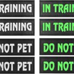4 Pcs DO NOT PET Dog Harness Patches with Hook Backing, in Training Patch Tactical Dog in Training Harness, Reflective and Removable Tags (6.2 X 1.9) Inch