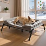 Lekereise Raised Dog Bed for Medium Dog 32x25 Inch, Orthopedic Pet Beds with Waterproof Egg Crate Foam, Removable Dogs Couch Bed for Indoor Outdoor, 2-in-1 Design, Load 40lb, Grey