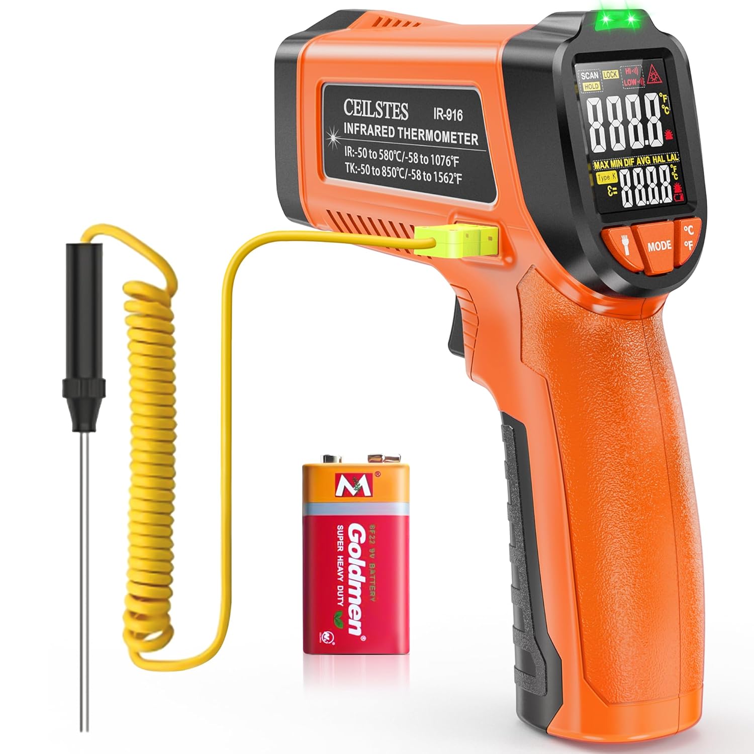 Infrared Thermometer Gun, Non-Contact Digital Laser Temperature Gun, -58F to 1076F, Adjustable Emissivity and Max/Min Values for Industrial, Cooking, Griddle,Engine, HVAC (Not for Human) Infrared Thermometer Gun, Non-Contact Digital Laser Temperature Gun, -58F to 1076F, Adjustable Emissivity and Max/Min Values for Industrial, Cooking, Griddle,Engine, HVAC (Not for Human)