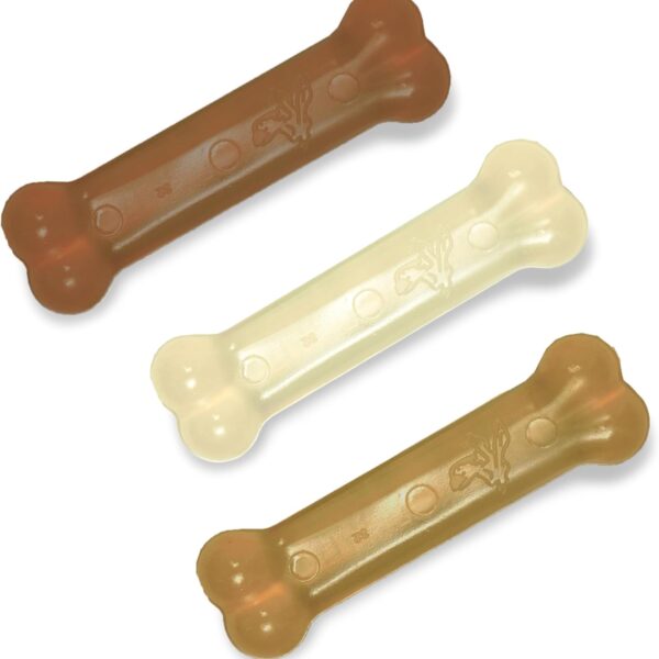 Nylabone Original Bone Flexi Chew Toy for Dogs, Dog Toys for Moderate Chewers, Value Pack, Long Lasting Bacon, Peanut Butter, & Beef Flavor, X-Small Dogs - Up to 15 lbs, 3 Pack