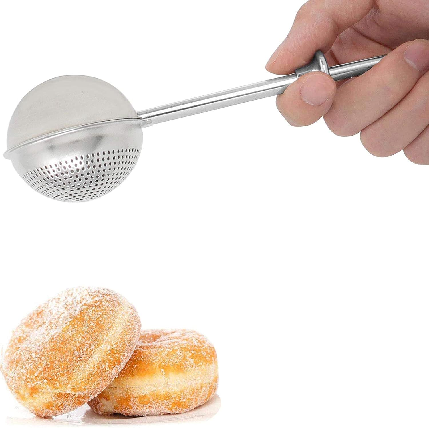 HULISEN Flour Duster for Baking, One-Handed Operation, 304 Stainless Steel Powdered Sugar Shaker Duster, Pick Up and Dust Flour Sifter, Gift Package HULISEN Flour Duster for Baking, One-Handed Operation, 304 Stainless Steel Powdered Sugar Shaker Duster, Pick Up and Dust Flour Sifter, Gift Package