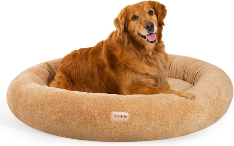 Self-Warming Calming Donut Dog Bed for Large Dogs  Orthopedic Memory Foam Round Dog Bed for Anxiety Relief & Senior Joint Support, Waterproof Liner, Washable Removable Cover & Non-Slip Bottom
