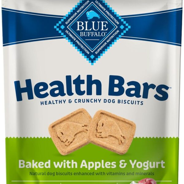 Blue Buffalo Health Bars Crunchy Dog Biscuits, Oven-Baked with Natural Ingredients, Apples & Yogurt, 16-oz Bag