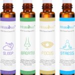 Aromatherapy Oils Roller Set, Natural Pre-diluted Essential Oils Roll On with Glass Rollerball, Relaxation Gift for Women & Men, Christmas Gift, Pack 4 x 0.33fl.oz