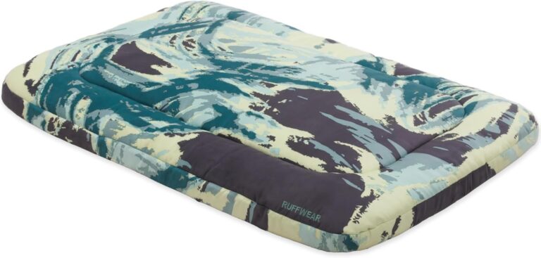 Ruffwear Basecamp Foldable Dog Bed  Portable, Waterproof, Non-Slip, Recycled Insulation for Outdoor, Crate, & Travel Use  Durable, Comfortable Microsuede Surface (Sweeping Sage, Medium)