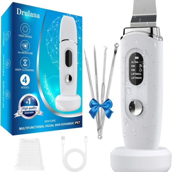 Skin Scrubber Face Skin Spatula Facial Scrubber Spatula Blackhead Remover Tools with 4 Modes, LCD Display, Waterproof