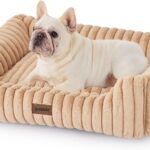 Dog Bed Medium Size Dog - Large Rectangle Orthopedic Pet Bed with Fluffy Washable Cover and Anti-Slip Bottom, 30x24x9inches, Beige