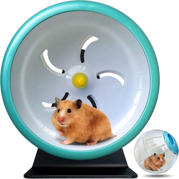 Hamster Wheel,Super Silent Hamster Exercise Wheels,Adjustable Stand Hamsters Exercise Wheels,Quiet Running Wheels,7 inch Rat Wheel for Hamsters Mice Or Other Small Animals (7 in Blue)