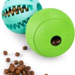 HIPPIH Dog Puzzle Toy 2 Pack, Interactive Dog Toys for Treat Dispensing, Durable Puppy Toys for Teething, Dog Treat Ball for Teeth/Slow Feeder/IQ Training/Playing, Blue-2.75, Green-3.14