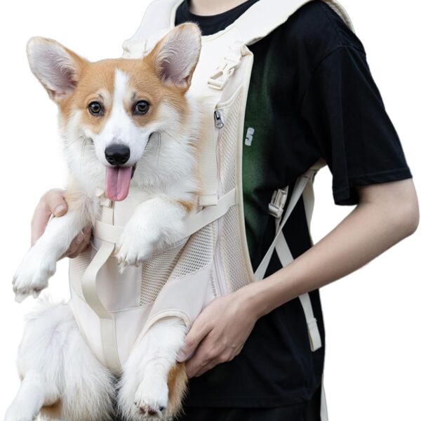 Dog Front Carrier Backpacks for Small Dogs, Legs Out Pet Carrier Sling Backpack with Adjustable Padded Ventilated Shoulder Straps, Easy-Fit for Traveling Hiking Camping