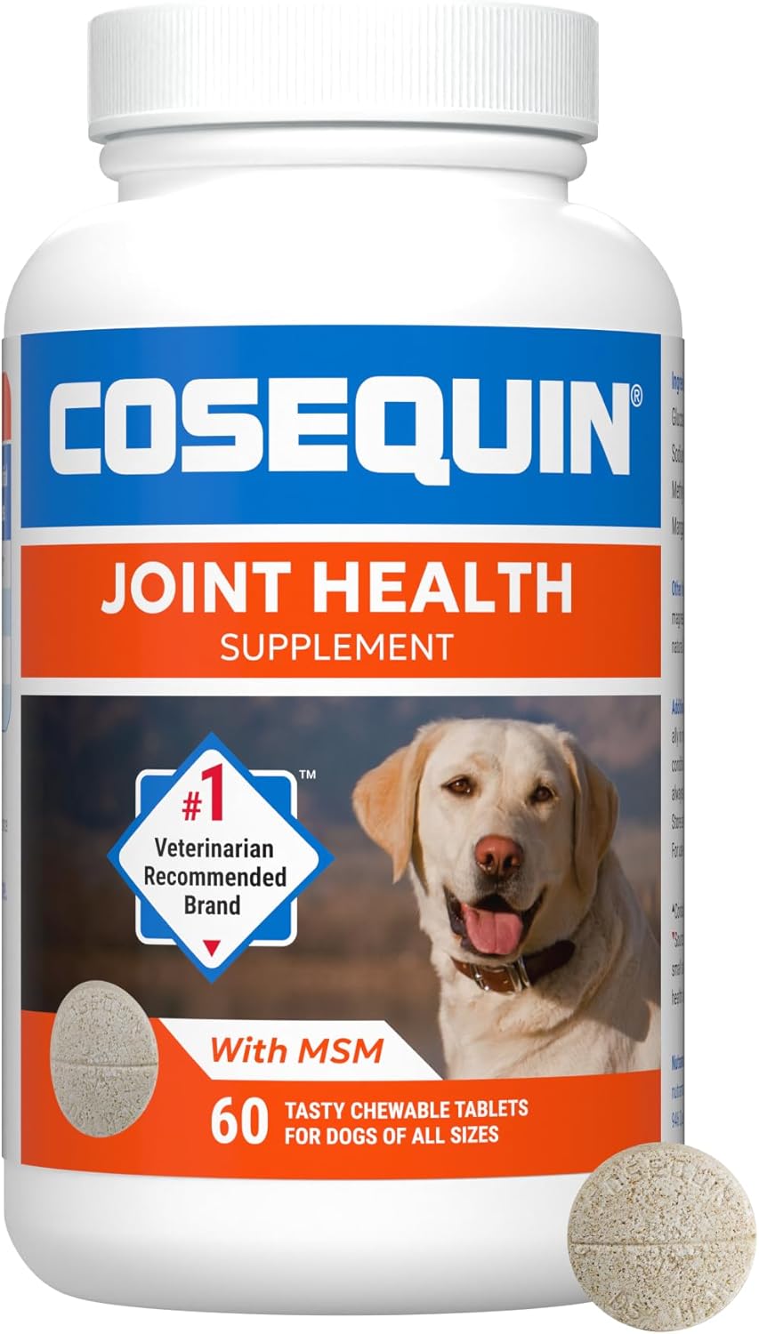 Nutramax Cosequin for Dogs Joint Health Supplement, Contains Glucosamine for Dogs, Plus Chondroitin and MSM, Supports Healthy Joints, Chewable Tablets, 60 Count Nutramax Cosequin for Dogs Joint Health Supplement, Contains Glucosamine for Dogs, Plus Chondroitin and MSM, Supports Healthy Joints, Chewable Tablets, 60 Count