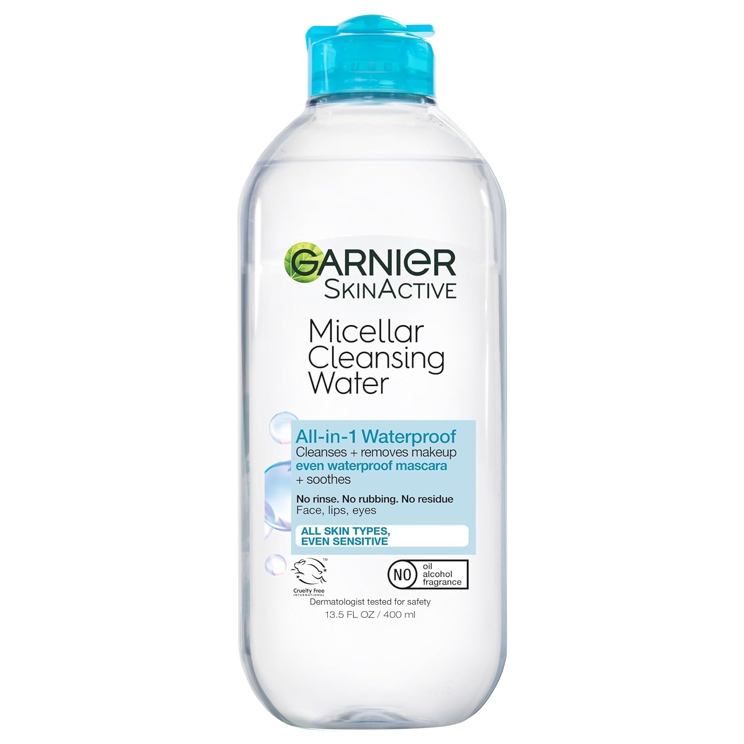 Garnier Micellar Water For Waterproof Makeup, Hydrating Facial Cleanser & Makeup Remover, Suitable for Sensitive Skin, Vegan, Cruelty Free, 13.5 Fl Oz (400mL), 1 Count Garnier Micellar Water For Waterproof Makeup, Hydrating Facial Cleanser & Makeup Remover, Suitable for Sensitive Skin, Vegan, Cruelty Free, 13.5 Fl Oz (400mL), 1 Count