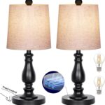 Dott Arts Cordless lamp Table Lamps Set of 2, Battery Powered Rechargeable lamp 3-Way Dimmable Modern Nightstand Lamp Sets Bedside Touch Desk Lamp for Bedroom Living Room, LED Bulbs Included(Black)