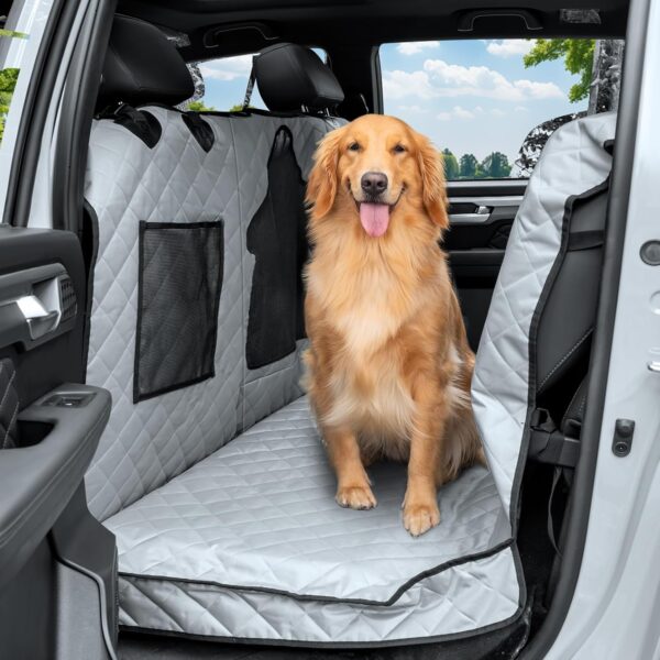 FullSize Truck Dog Back Seat Cover, Heavy Duty Floor Mat for FullSize Crew Cab Trucks with FoldUp Seats, Waterproof Dog Hammock for Truck, Machine Washable Back Seat Pet Cover for Dogs