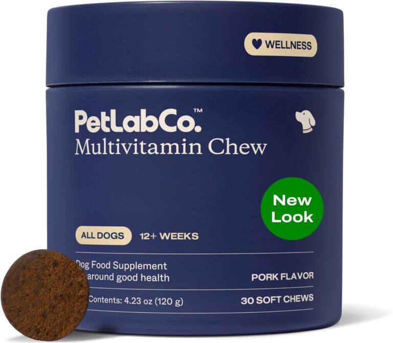 PetLab Co. 22 in 1 Dog Multivitamin - Support Dog's Immune Response, Skin, Coat, Joints & Overall Health - Vitamins A, E, D, B12, Minerals, Antioxidants - Chewable Pork Flavor - Packaging May Vary