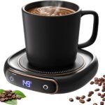 Lerat Coffee Mug Warmer & Mug Set for Desk, Electric Coffee Cup Warmer with Auto Shut Off, 3 Temperature Setting Smart Cup Warmer for Heating Coffee, Milk, Beverage, Candle Jar (Black), 12oz