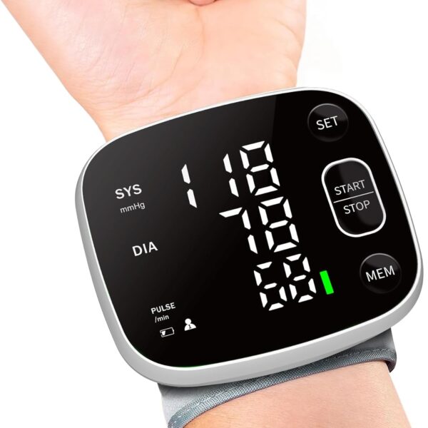 Blood Pressure Monitor Rechargeable Blood Pressure Monitors for Home Use Adjustable Automatic Wrist Cuff Voice Broadcast 2 * 120 Reading Memory for 2 Users with Carrying Case