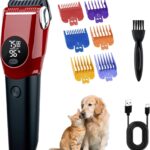 Mcbazel Dog Clippers Grooming Kit, Low Noise Rechargeable Cordless Adjustable Pet Hair Shaver Trimmers Set for Dogs, Cats and Other Pets - Red
