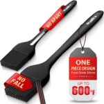 Walfos 600F Heat Resistant Silicone Basting Brushes BPA Free Pastry Brush, Spread Oil Butter Sauce for BBQ Grill Baking Kitchen Cooking, Dishwasher Safe (2 SIZE)