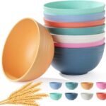 8PCS Cereal Bowl, Ohola Unbreakable Wheat Straw Cereal Bowls, Microwave & Dishwasher Safe Kitchen Bowls for Cereal, Snack, Soup, Salad and Rice, MultiColors, BPA Free, 26oz (Ser of 8)