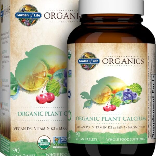 Garden of Life Calcium Supplement with Magnesium & Organic Vitamin D3 K2, Made from Whole Foods, Gluten-Free, 90 Count