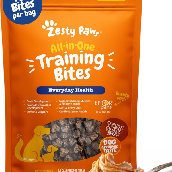 Zesty Paws Training Treats for Dogs & Puppies - Dog Treats for Training - Healthy Dog Chews for Hip, Joint & Muscle Health - for All Breeds and Ages - PB Flavor - 8oz