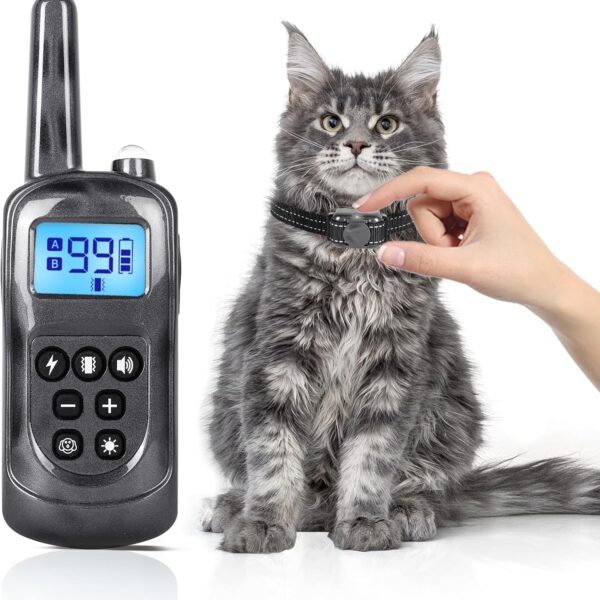 Cat Shock Collar with Remote 2000FT,Ultra-Small Cat Training Collar,Tailored for Cats,3 Training Modes Beep Vibration Shock Mode to Stop Meowing,Waterproof, Effective for Bad BehaviorGrey