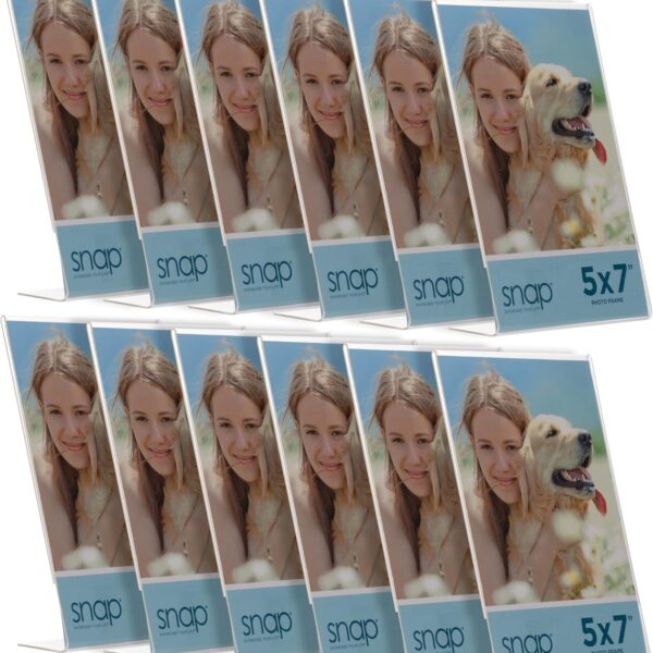 Snap 5x7 Clear Acrylic Self Standing Frame, Set of 12