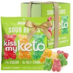 Kiss My Keto Sour Sugar Free Gummy Bears, 8-Pack  Satisfy Cravings while Staying in Ketosis  High Fiber, 6g Net Carbs, Non-GMO, Vegan, & No Gluten  Fruity Sugar Free Gummies