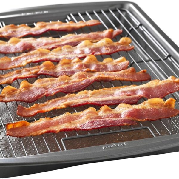 GoodCook 15 x 10.5 Nonstick Carbon Steel Baking Pan & Raised Wire Rack  Pizza Crisper, Crispy Bacon, Multipurpose Cooking Sheet Pan, Cooling Rack, Kitchen Cookware Set, Dishwasher Safe