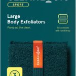 Cleanlogic Sport Exfoliating Body Scrubber, Large Exfoliator Tool for Athletes, Daily Skincare Routine for Smooth Clean Skin, Assorted Colors, 3 Count Value Pack