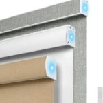 BERISSA Motorized Blinds with Remote,Blackout&Light Filtering Smart Blinds for Windows,Linen Fabric,Remote Control,Customized Automatic Shades,Electric Shades with Solar Pannel/USB.Custom Color