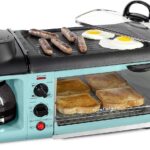 Nostalgia 3-in-1 Breakfast Station - Includes Coffee Maker, Non-Stick Griddle, and 4-Slice Toaster Oven - Versatile Breakfast Maker with Timer - Aqua