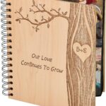 Personalization Universe Personalized Wood Photo Album for Couples - Carved In Love, Holds 72 4x6 Photos, Unique 5th Anniversary, Custom Engraved Initials, Natural Alderwood, Spiral Binding