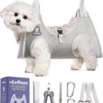 Dog Grooming Hammock Harness for Dogs & Cats with Pet Nail Clipper Trimmer - Cat Hanger Sling for Trimming Clipping Nails- Dog Hammock Restraint Bag for Small Medium Large pet  Grey S