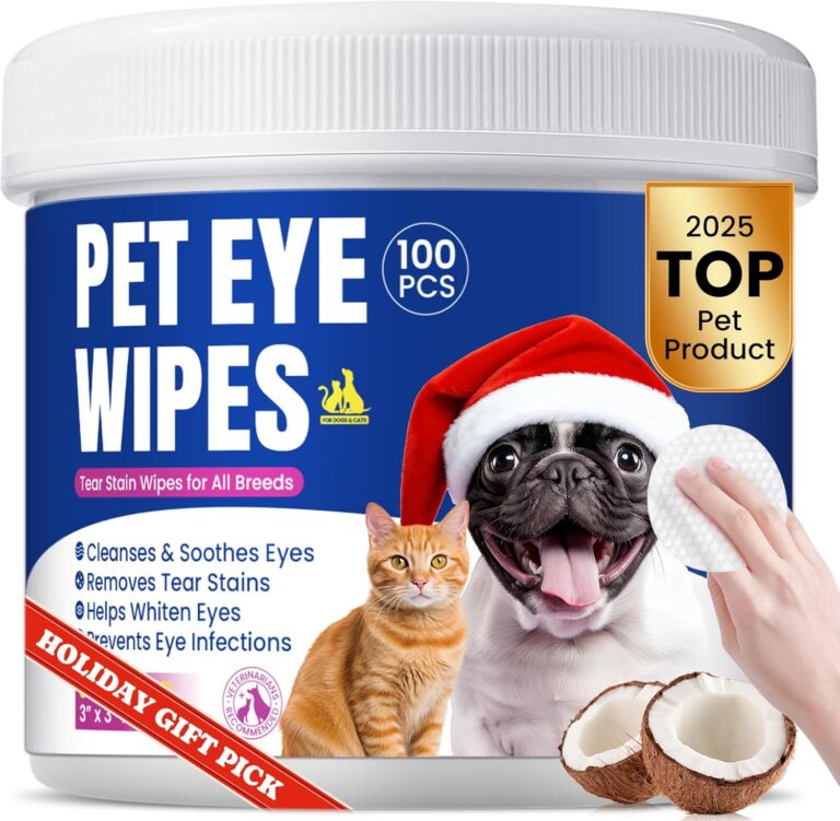 Dog Eye Wipes, Tear Stain Remover for All Dogs & Cats  Hypoallergenic & Deodorizing Eye Wipes for Dogs, Pet Eye Cleaner Wipes with Enzymes for Discharge, Crust, Mucus & Debris, Coconut (100 Ct)