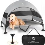 Elevated Dog Bed with Canopy |Included Travel Bag| |XL Size Portable Dog Bed|Widened Anti Slip Feet & Rain Resistant|Cooling|Elevated|Raised Cot for Large Dogs|Removable Shade