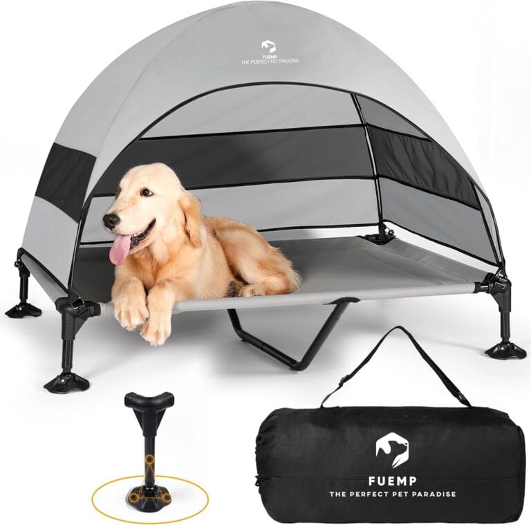 Elevated Dog Bed with Canopy |Included Travel Bag| |XL Size Portable Dog Bed|Widened Anti Slip Feet & Rain Resistant|Cooling|Elevated|Raised Cot for Large Dogs|Removable Shade