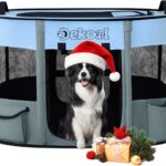 Foldable Dog Cat Playpen, Portable Dog Crate for Puppies, Cat, Puppy Play Pen for Indoors, Kennel Tent Crate for Indoor Outdoor Travel Camping Use with Carrying Case (Blue, M)